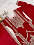 FASHIONABLE VICHITRA SILK EMBROIDERY SEQUENCE WORK TOP BOTTOM WITH DUPATTA PARTY WEAR WHOLESALE PRICE ETHNIC GARMENT (9)