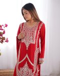 FASHIONABLE VICHITRA SILK EMBROIDERY SEQUENCE WORK TOP BOTTOM WITH DUPATTA PARTY WEAR WHOLESALE PRICE ETHNIC GARMENT (9)