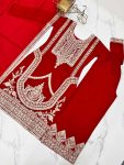 FASHIONABLE VICHITRA SILK EMBROIDERY SEQUENCE WORK TOP BOTTOM WITH DUPATTA PARTY WEAR WHOLESALE PRICE ETHNIC GARMENT (9)