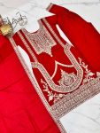 FASHIONABLE VICHITRA SILK EMBROIDERY SEQUENCE WORK TOP BOTTOM WITH DUPATTA PARTY WEAR WHOLESALE PRICE ETHNIC GARMENT (9)