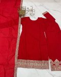 FASHIONABLE VICHITRA SILK EMBROIDERY SEQUENCE WORK TOP BOTTOM WITH DUPATTA PARTY WEAR WHOLESALE PRICE ETHNIC GARMENT (9)