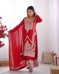 FASHIONABLE VICHITRA SILK EMBROIDERY SEQUENCE WORK TOP BOTTOM WITH DUPATTA PARTY WEAR WHOLESALE PRICE ETHNIC GARMENT (9)