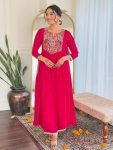 FASHIONABLE VICHITRA SILK EMBROIDERY SEQUENCE WORK TOP BOTTOM WITH DUPATTA PARTY WEAR WHOLESALE PRICE ETHNIC GARMENT (4)