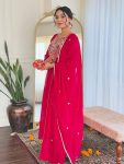 FASHIONABLE VICHITRA SILK EMBROIDERY SEQUENCE WORK TOP BOTTOM WITH DUPATTA PARTY WEAR WHOLESALE PRICE ETHNIC GARMENT (4)