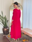FASHIONABLE VICHITRA SILK EMBROIDERY SEQUENCE WORK TOP BOTTOM WITH DUPATTA PARTY WEAR WHOLESALE PRICE ETHNIC GARMENT (4)