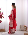 FASHIONABLE VICHITRA SILK EMBROIDERY SEQUENCE WORK TOP BOTTOM WITH DUPATTA PARTY WEAR WHOLESALE PRICE ETHNIC GARMENT (9)