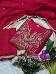 FASHIONABLE VICHITRA SILK EMBROIDERY SEQUENCE WORK TOP BOTTOM WITH DUPATTA PARTY WEAR WHOLESALE PRICE ETHNIC GARMENT (4)
