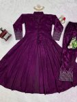 GEORGEOUS CHINON SILK THREAD SEQUENCE WORK TOP WITH BOTTOM PARTY WEAR WHOLESALE PRICE ETHNIC GARMENT (2)