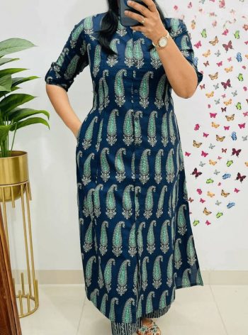 LATEST COTTON PRINTED CO-ORD SET BLUE