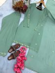 LATEST GEORGETTE EMBROIDERY WITH MIRROR WORK TOP PALAZZO WITH DUPATTA FESTIVE WEAR WHOLESALE PRICE ETHNIC GARMENT (8)