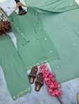 LATEST GEORGETTE EMBROIDERY WITH MIRROR WORK TOP PALAZZO WITH DUPATTA FESTIVE WEAR WHOLESALE PRICE ETHNIC GARMENT (8)