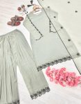 LATEST GEORGETTE EMBROIDERY WITH MIRROR WORK TOP PALAZZO WITH DUPATTA FESTIVE WEAR WHOLESALE PRICE ETHNIC GARMENT (1)