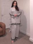 LATEST GEORGETTE EMBROIDERY WITH MIRROR WORK TOP PALAZZO WITH DUPATTA  CREAM