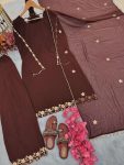 LATEST GEORGETTE EMBROIDERY WITH MIRROR WORK TOP PALAZZO WITH DUPATTA FESTIVE WEAR WHOLESALE PRICE ETHNIC GARMENT (4)