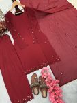 LATEST GEORGETTE EMBROIDERY WITH MIRROR WORK TOP PALAZZO WITH DUPATTA FESTIVE WEAR WHOLESALE PRICE ETHNIC GARMENT (1)