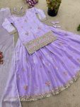 LATEST JIMMY CHOO EMBROIDERY SEQUENCE WORK TOP LEHENGA WITH DUPATTA PARTY WEAR WHOLESALE PRICE ETHNIC GARMENT (1)