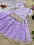 LATEST JIMMY CHOO EMBROIDERY SEQUENCE WORK TOP LEHENGA WITH DUPATTA PARTY WEAR WHOLESALE PRICE ETHNIC GARMENT (1)