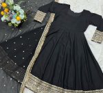 LATEST RAYON COTTON SEQUENCE AND ZARI THREAD EMBROIDERY WORK GOWN BOTTOM WITH DUPATTA FESTIVE WEAR WHOLESALE PRICE ETHNIC GARMENT (5)
