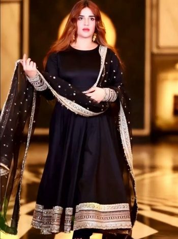 LATEST RAYON COTTON SEQUENCE AND ZARI THREAD EMBROIDERY WORK GOWN BOTTOM WITH DUPATTA BLACK