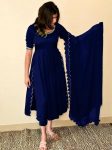 LATEST RAYON EMBROIDERY ARC BORDER WORK TOP BOTTOM WITH DUPATTA BLUE