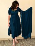 LATEST RAYON EMBROIDERY ARC BORDER WORK TOP BOTTOM WITH DUPATTA PARTY WEAR WHOLESALE PRICE ETHNIC GARMENT (6)