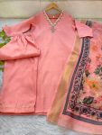 LATEST ROMAN SILK HANDWORK NECK WITH FANCY LACE WORK TOP BOTTOM WITH DUPATTA FESTIVE WEAR WHOLESALE PRICE ETHNIC GARMENT (4)