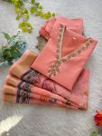 LATEST ROMAN SILK HANDWORK NECK WITH FANCY LACE WORK TOP BOTTOM WITH DUPATTA FESTIVE WEAR WHOLESALE PRICE ETHNIC GARMENT (4)