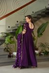 LATEST VICHITRA SILK SEQUENCE ZARI EMBROIDERY WORK GOWN WITH DUPATTA PARTY WEAR WHOLESALE PRICE ETHNIC GARMENT (5)