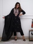 LATEST VISCOSE CHANDERI EMBROIDERY WORK TOP BOTTOM WITH DUPATTA FESTIVE WEAR WHOLESALE PRICE ETHNIC GARMENT (3)
