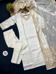 MOST PICKED CHANDERI SILK EMBROIDERY WORK TOP BOTTOM WITH DUPATTA PARTY WEAR WHOLESALE PRICE ETHNIC GARMENT (7)