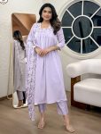 MOST PICKED CHINON EMBROIDERY WORK TOP BOTTOM WITH DUPATTA LAVENDER