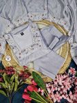 MOST PICKED CHINON EMBROIDERY WORK TOP BOTTOM WITH DUPATTA PARTY WEAR WHOLESALE PRICE ETHNIC GARMENT (5)