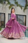 MOST PICKED CHINON EMBROIDERY ZARI SEQUENCE WORK GOWN WITH DUPATTA PARTY WEAR WHOLESALE PRICE ETHNIC GARMENT (25)