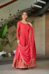 MOST PICKED CHINON EMBROIDERY ZARI SEQUENCE WORK GOWN WITH DUPATTA PARTY WEAR WHOLESALE PRICE ETHNIC GARMENT (21)