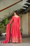 MOST PICKED CHINON EMBROIDERY ZARI SEQUENCE WORK GOWN WITH DUPATTA PARTY WEAR WHOLESALE PRICE ETHNIC GARMENT (21)