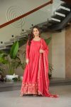 MOST PICKED CHINON EMBROIDERY ZARI SEQUENCE WORK GOWN WITH DUPATTA PARTY WEAR WHOLESALE PRICE ETHNIC GARMENT (21)