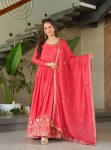 MOST PICKED CHINON EMBROIDERY ZARI SEQUENCE WORK GOWN WITH DUPATTA GAJRI