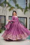 MOST PICKED CHINON EMBROIDERY ZARI SEQUENCE WORK GOWN WITH DUPATTA PARTY WEAR WHOLESALE PRICE ETHNIC GARMENT (25)