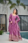 MOST PICKED CHINON EMBROIDERY ZARI SEQUENCE WORK GOWN WITH DUPATTA PARTY WEAR WHOLESALE PRICE ETHNIC GARMENT (25)