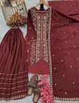 MOST PICKED CHINON SILK SEQUENCE EMBROIDERY WORK TOP PALAZZO WITH DUPATTA FESTIVE WEAR WHOLESALE PRICE ETHNIC GARMENT (2)