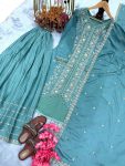 MOST PICKED CHINON SILK SEQUENCE EMBROIDERY WORK TOP PALAZZO WITH DUPATTA PARTY WEAR WHOLESALE PRICE ETHNIC GARMENT (1)
