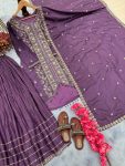MOST PICKED CHINON SILK SEQUENCE EMBROIDERY WORK TOP PALAZZO WITH DUPATTA PARTY WEAR WHOLESALE PRICE ETHNIC GARMENT (5)