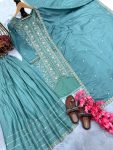MOST PICKED CHINON SILK SEQUENCE EMBROIDERY WORK TOP PALAZZO WITH DUPATTA PARTY WEAR WHOLESALE PRICE ETHNIC GARMENT (1)