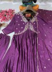 MOST PICKED CHINON SILK ZARI SEQUENCE EMBROIDERY WORK GOWN BOTTOM WITH DUPATTA PARTY WEAR WHOLESALE PRICE ETHNIC GARMENT (6)