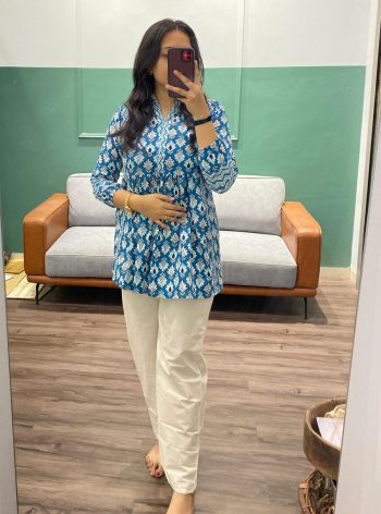 MOST PICKED COTTON PRINTED ONLY SHORT KURTI SKY