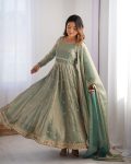 MOST PICKED FANDY SILK CODING SEQUENCE WORK GOWN BOTTOM WITH DUPATTA PARTY WEAR WHOLESALE PRICE ETHNIC GARMENT (11)