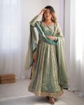 MOST PICKED FANDY SILK CODING SEQUENCE WORK GOWN BOTTOM WITH DUPATTA MINT