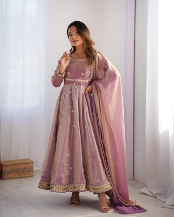 MOST PICKED FANDY SILK CODING SEQUENCE WORK GOWN BOTTOM WITH DUPATTA BABY PINK