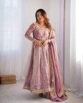 MOST PICKED FANDY SILK CODING SEQUENCE WORK GOWN BOTTOM WITH DUPATTA PARTY WEAR WHOLESALE PRICE ETHNIC GARMENT 2 (3)