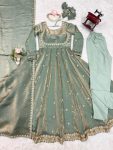 MOST PICKED FANDY SILK CODING SEQUENCE WORK GOWN BOTTOM WITH DUPATTA PARTY WEAR WHOLESALE PRICE ETHNIC GARMENT (11)
